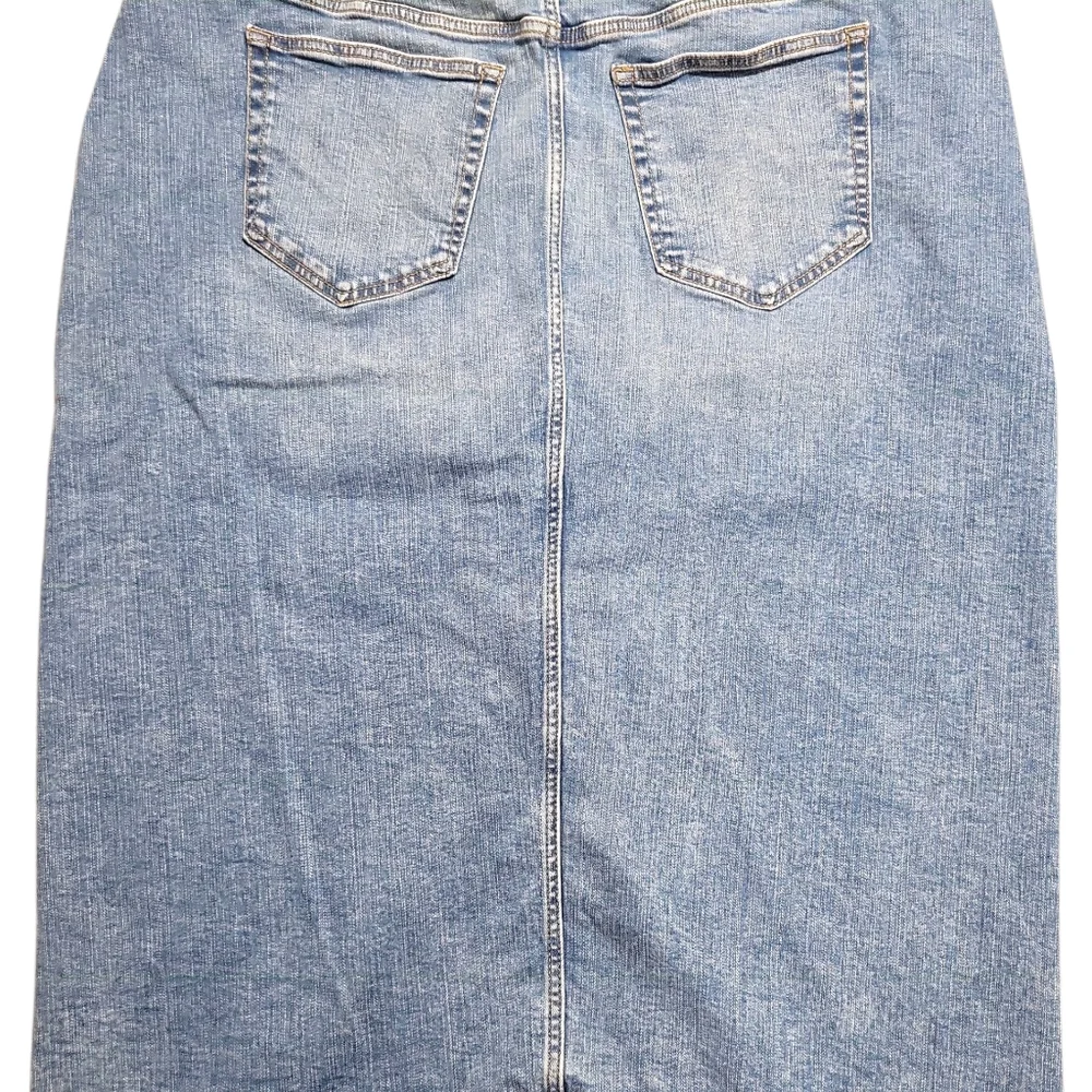 Torrid Denim A-Line Front Slit Midi Jean Skirt Size 18 Blue Pockets Retro - Picture 4 of 11